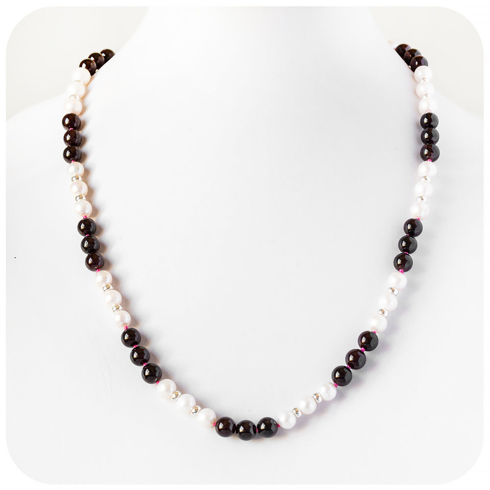 Garnet and Fresh Water Pearl Necklace