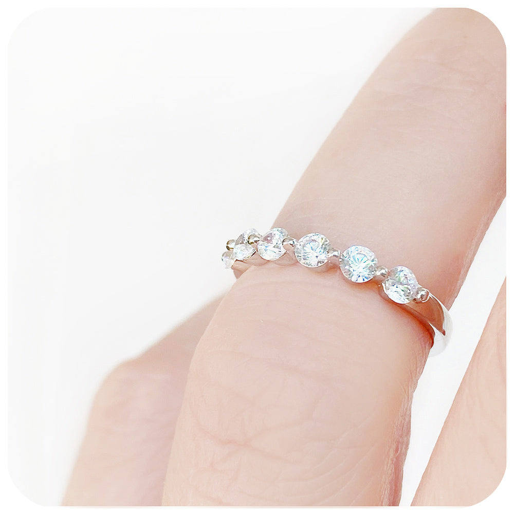 Round cut Lab Diamond Half Eternity Stack Ring - Victoria's Jewellery