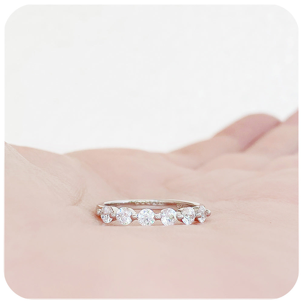 Round cut Lab Diamond Half Eternity Stack Ring - Victoria's Jewellery