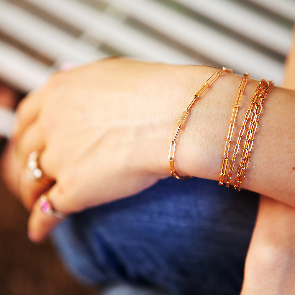 Yellow Gold Paper Clip Bracelet - Victoria's Jewellery
