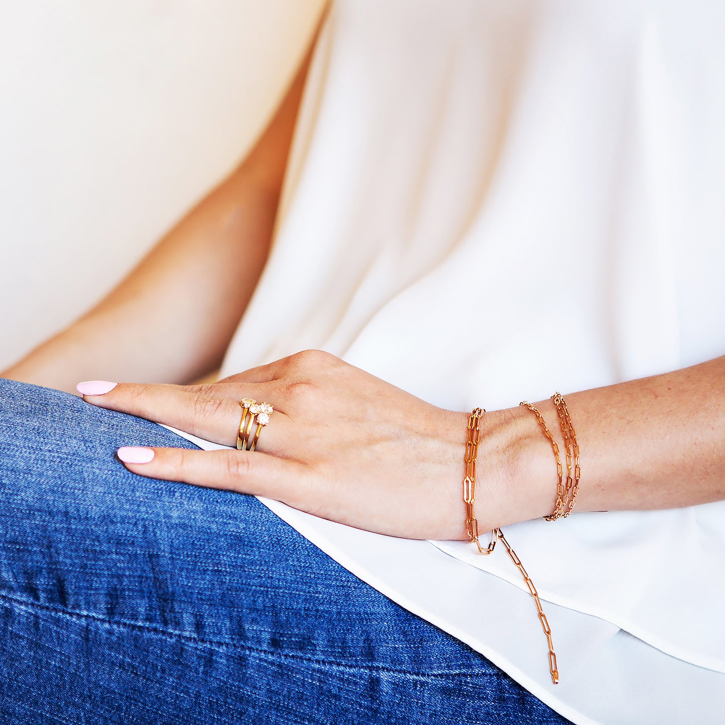 Yellow Gold Paper Clip Bracelet - Victoria's Jewellery