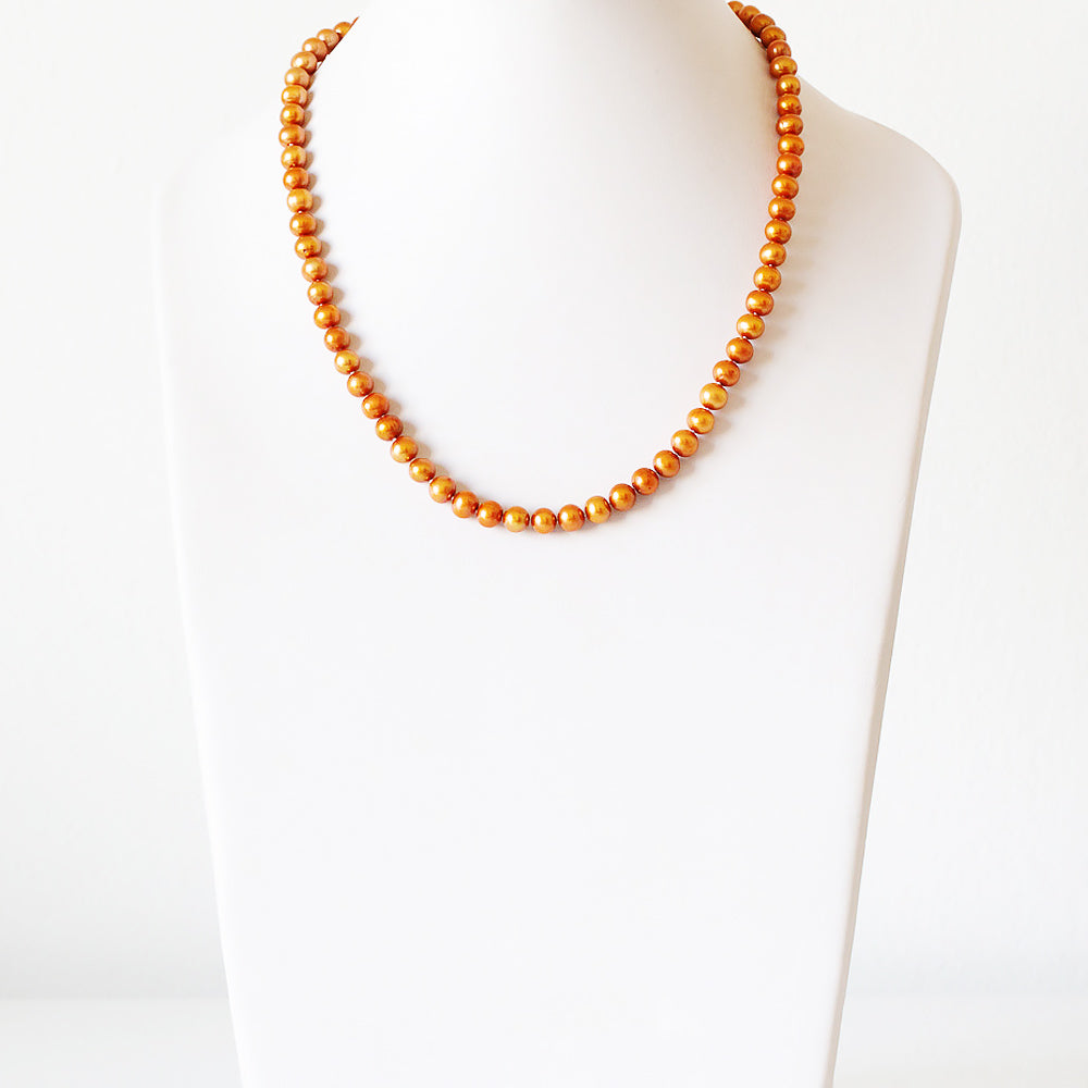 Luscious Golden Orange Fresh Water Pearl Necklace