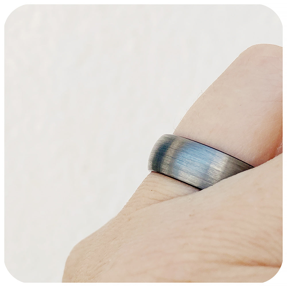 Grey and Black Brushed Mens Tungsten Wedding Ring - Victoria's Jewellery