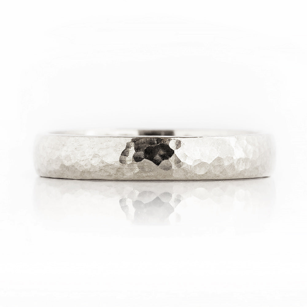 James, a Men's Comfort Fit Gold Wedding Band - Hammered