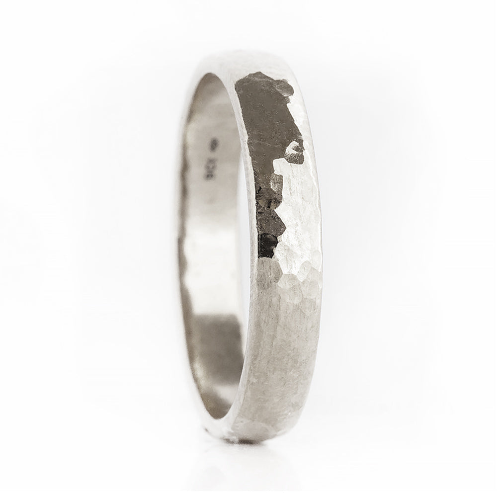 James, a Men's Comfort Fit Gold Wedding Band - Hammered