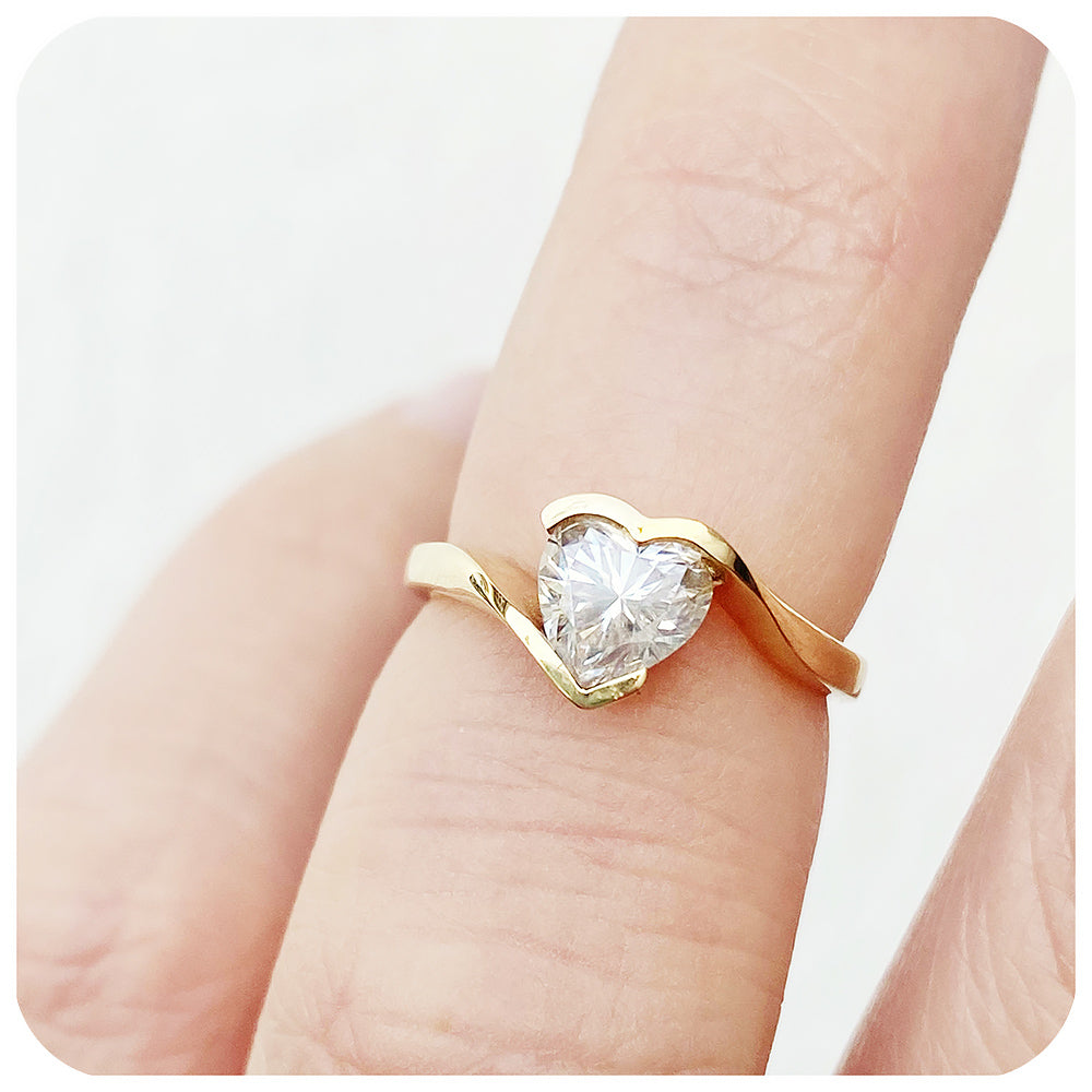 Heart Shape Moissanite Engagement Wedding Ring - Victoria's Jewellery