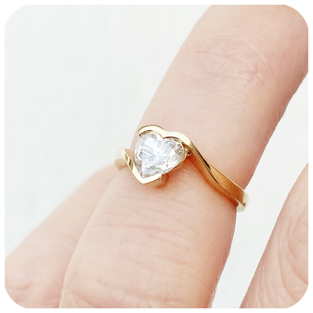 Heart Shape Moissanite Engagement Wedding Ring - Victoria's Jewellery