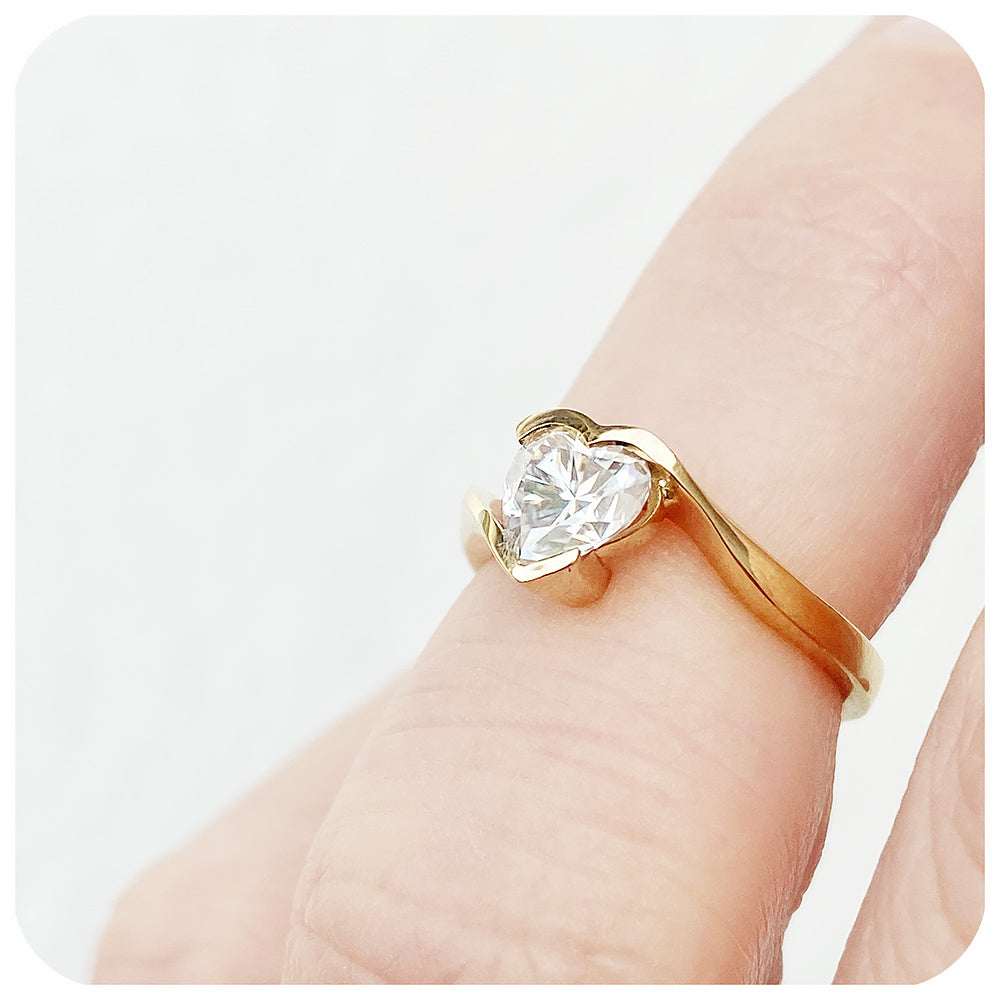 Heart Shape Moissanite Engagement Wedding Ring - Victoria's Jewellery