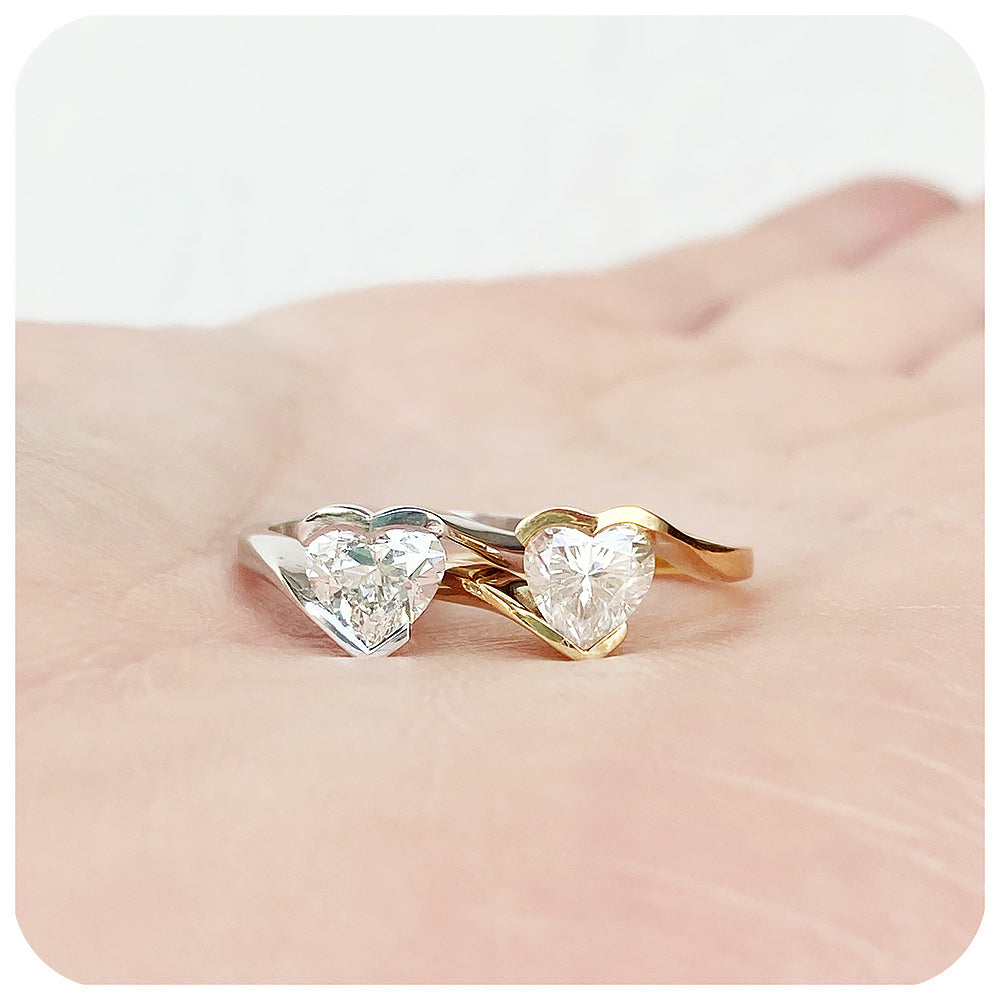 Heart Shape Moissanite Engagement Wedding Ring - Victoria's Jewellery