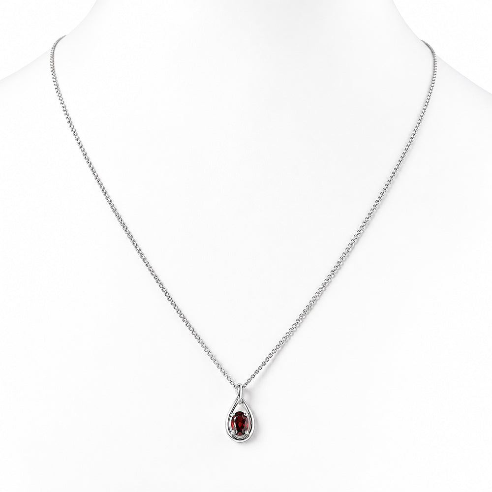 Infinity, Garnet Pendant - 7x5mm