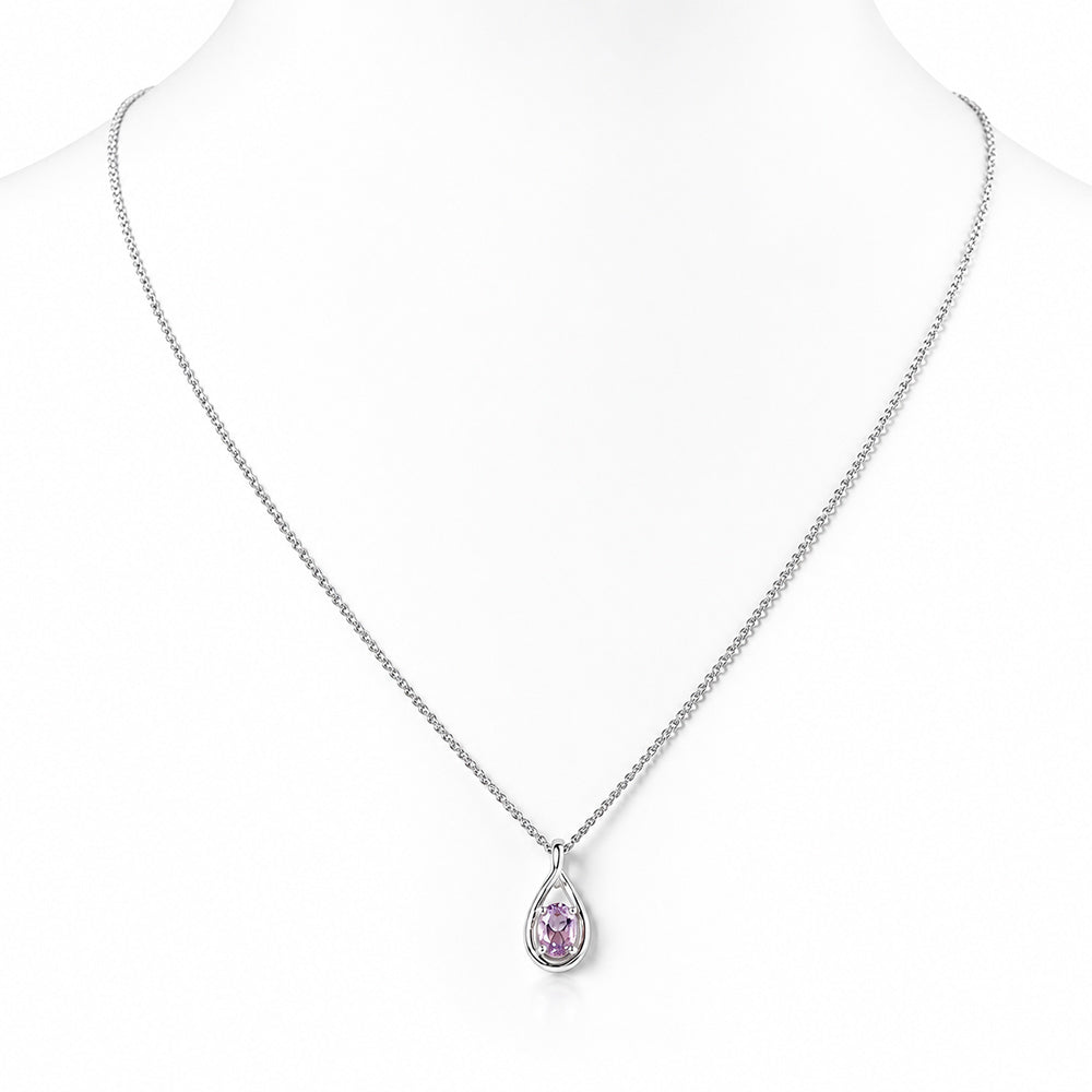 Infinity, Pink Amethyst Pendant - 7x5mm
