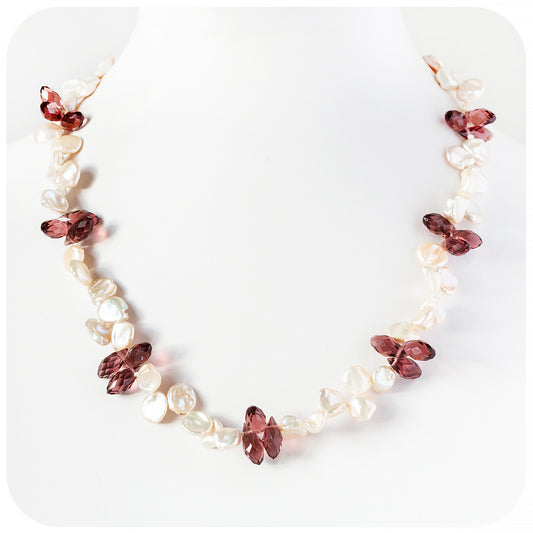 Keshi Pearl and Swarovski Crystal Necklace