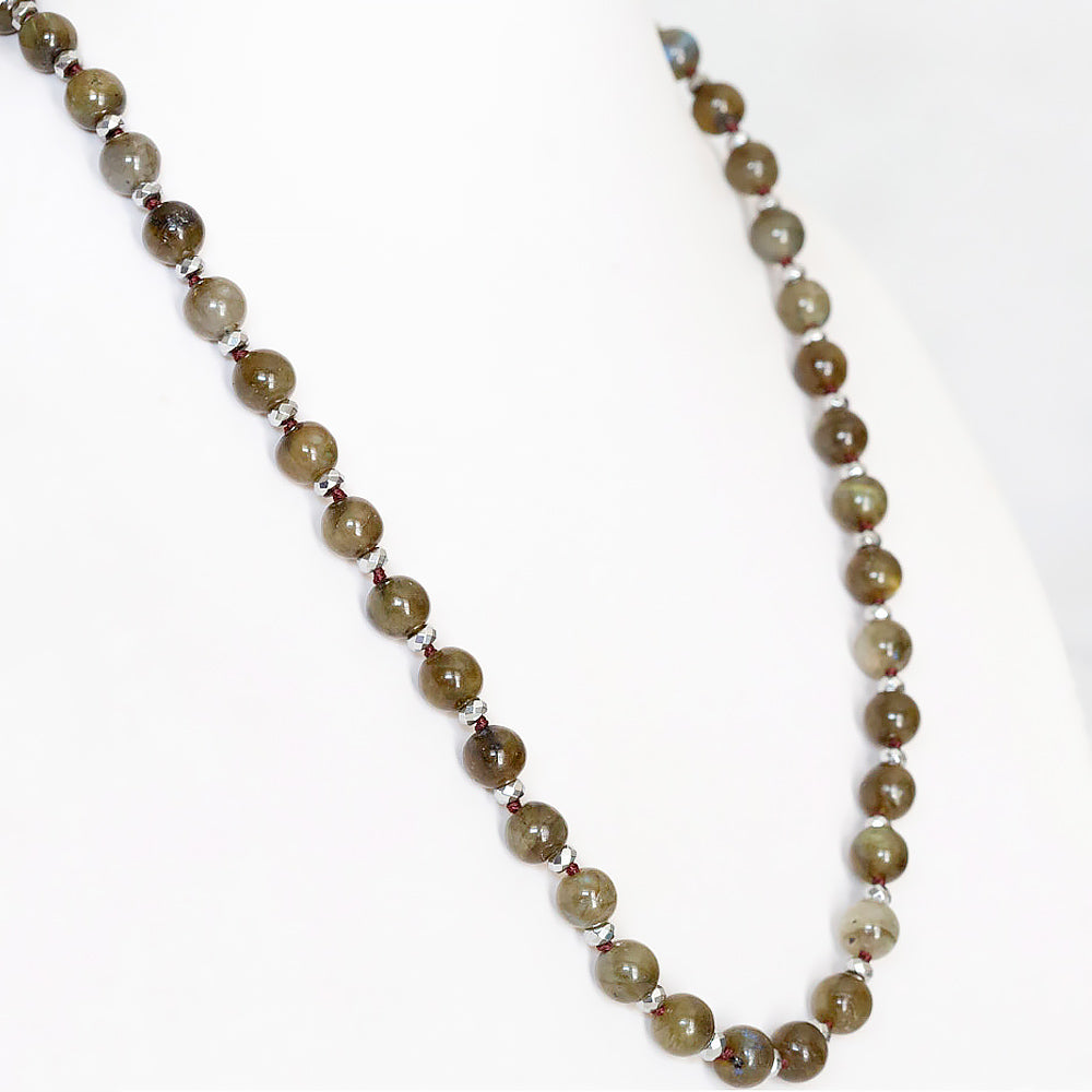 Dark Green and Brown Labradorite and Hematite Necklace - Victoria's Jewellery