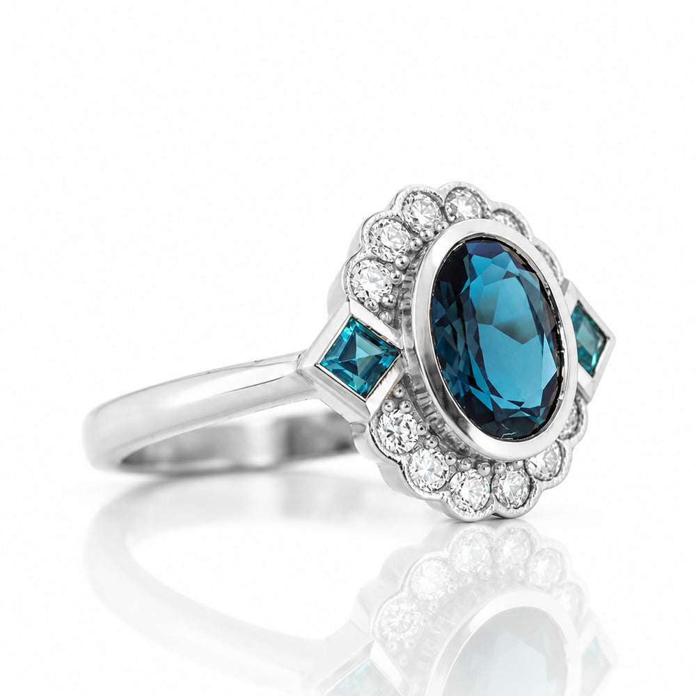 Leonor, a London Blue Topaz and Diamond Ring - Victoria's Jewellery