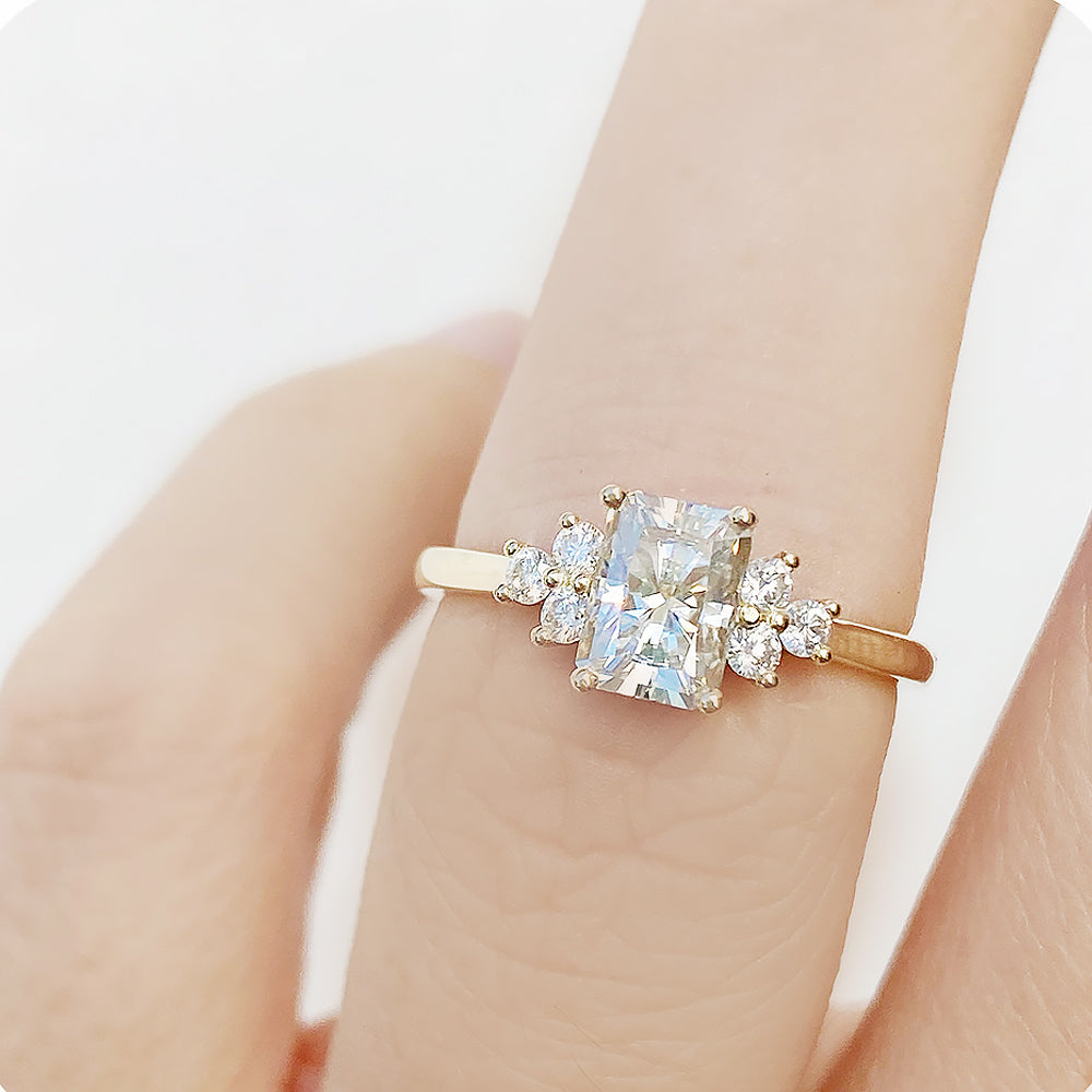 Este, a Radiant cut Moissanite Engagement Ring