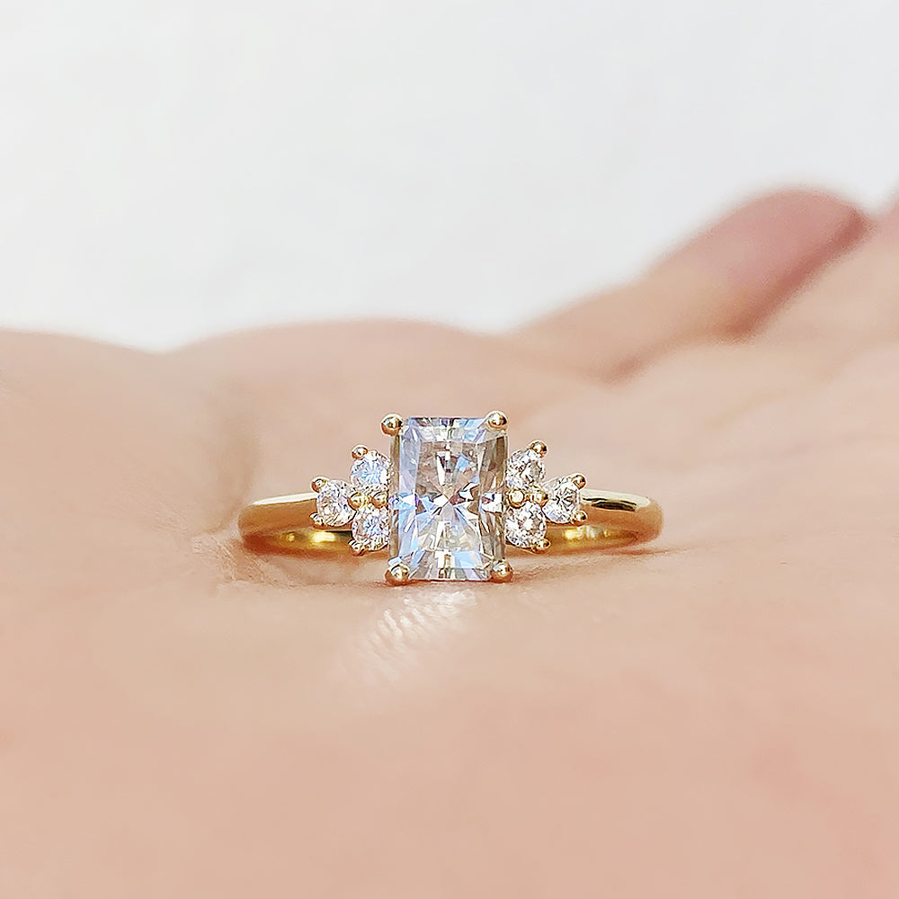 Este, a Radiant cut Moissanite Engagement Ring