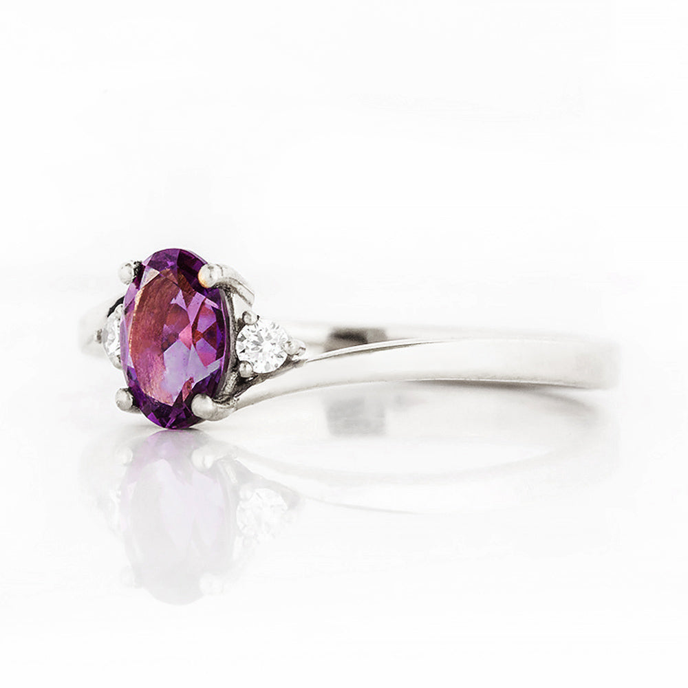 Georgie, an Amethyst and Diamond Trilogy Ring