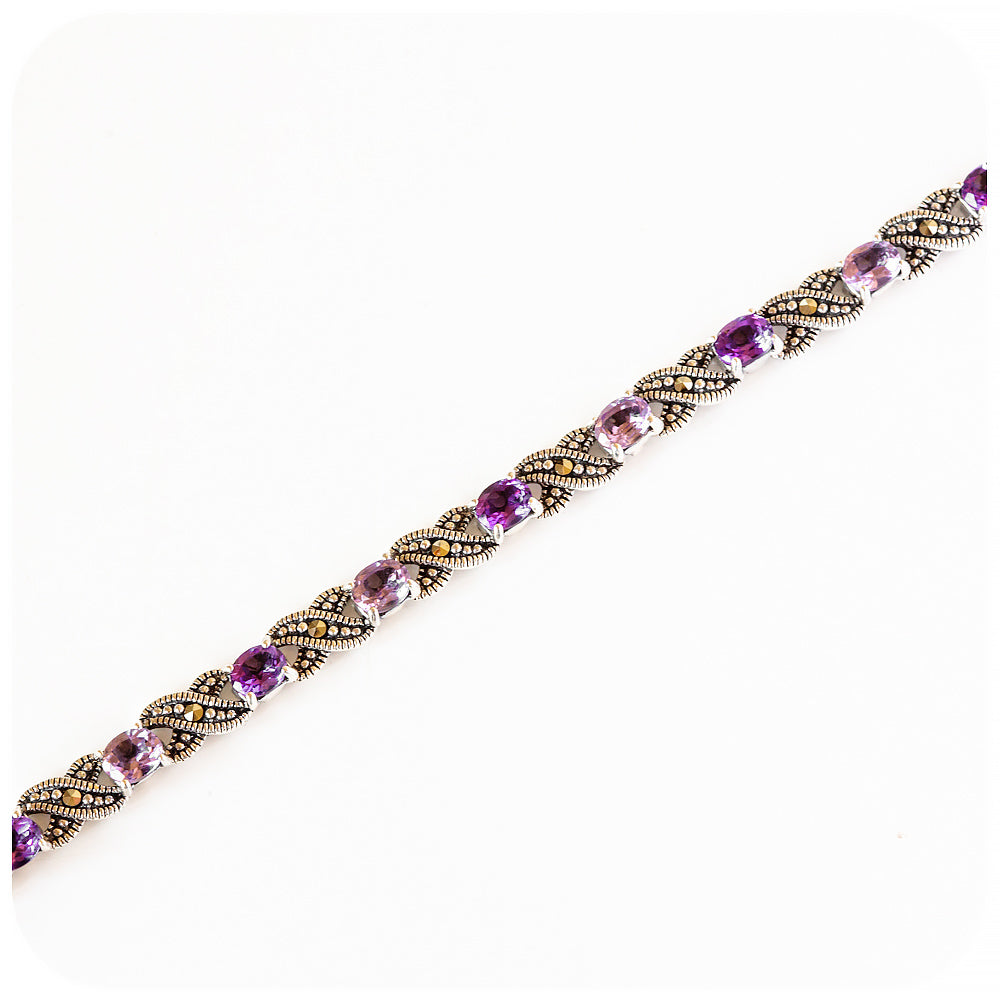 Purple and Pink Amethyst and Marcasite Bracelet