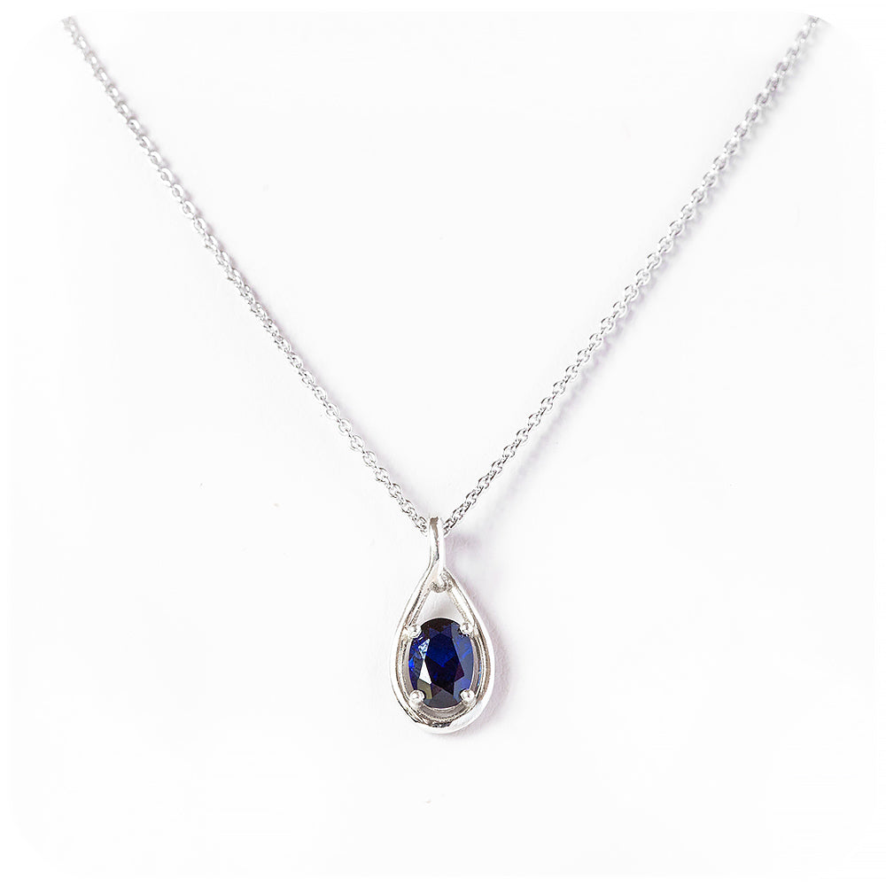 Oval cut Lab Grown Blue Sapphire Pendant - Victoria's Jewellery