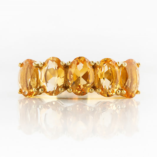 Oval cut Citrine half eternity ring in Yellow Gold - Victoria's Jewellery