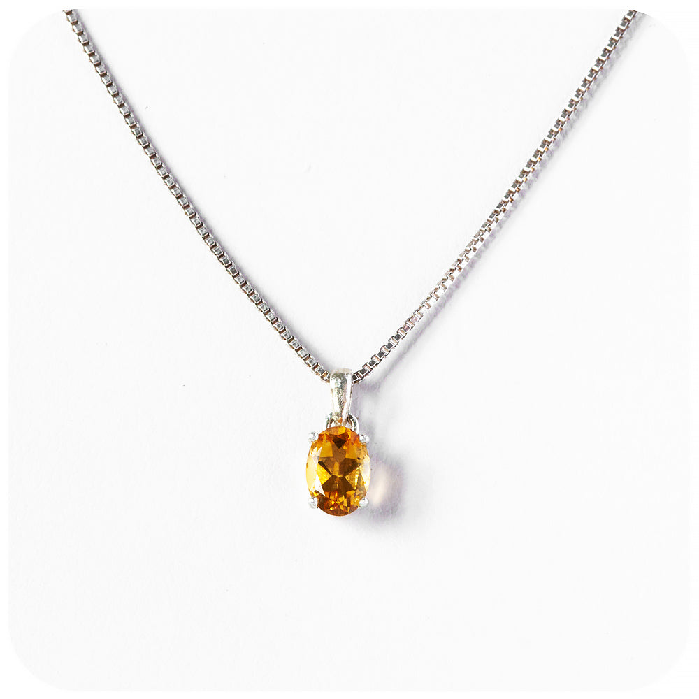Luna, an Oval cut Citrine Pendant and Chain