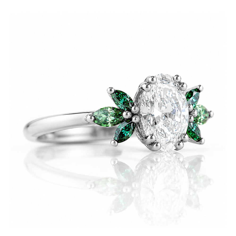 Olive, a Diamond and Moissanite Engagement Ring - Victoria's Jewellery