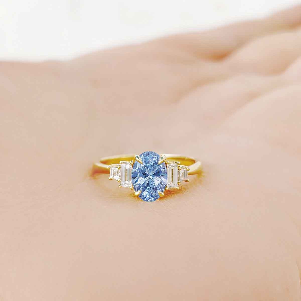 Chloe, Blue Lab Diamond Ring