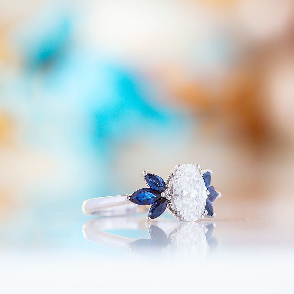 Olive, a Lab Diamond and Sapphire Ring - Victoria's Jewellery