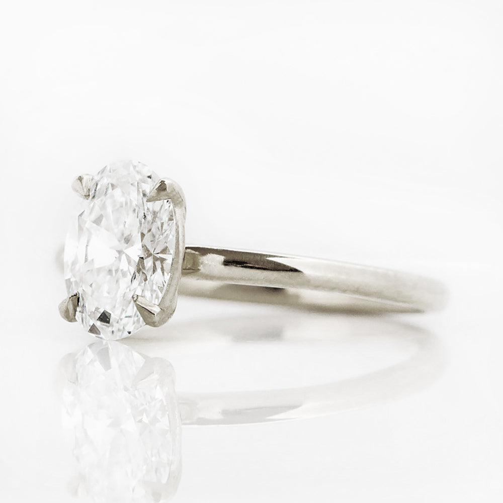 Oval cut Diamond Solitaire Engagement Ring in White Gold - Victoria's Jewellery