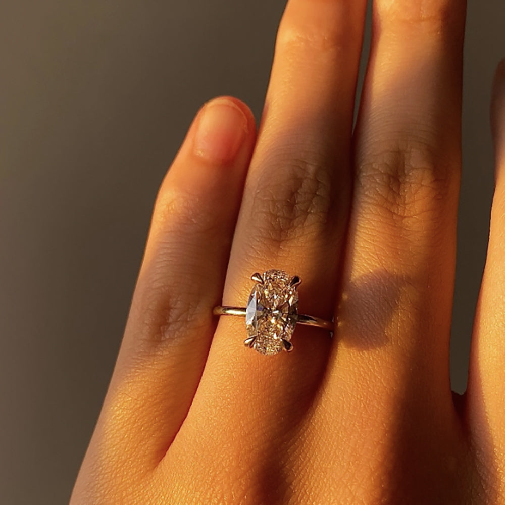 Oval cut Lab Diamond Solitaire Engagement Ring in White Gold - Victoria's Jewellery