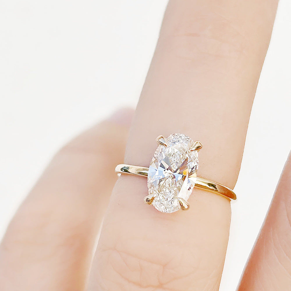 Oval cut Lab Diamond Solitaire Engagement Ring in Yellow Gold - Victoria's Jewellery