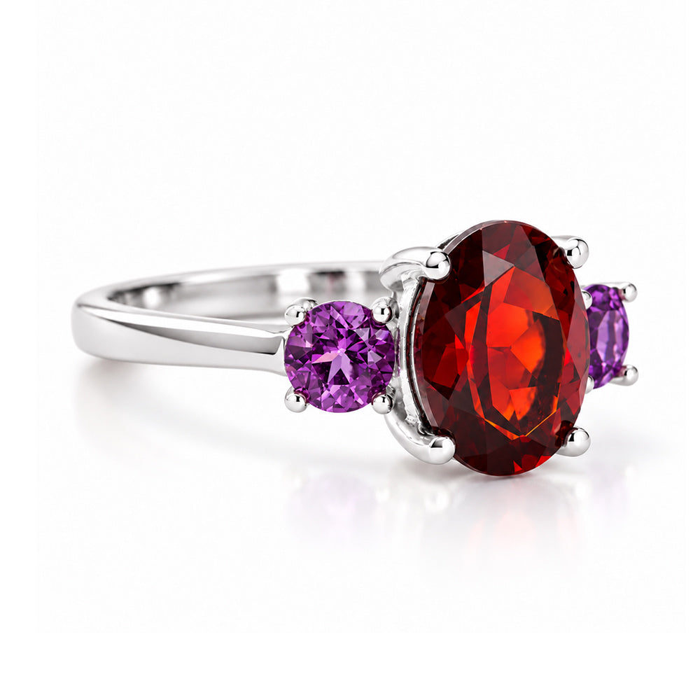 Hallie, Garnet and Amethyst Trilogy Ring - Victoria's Jewellery