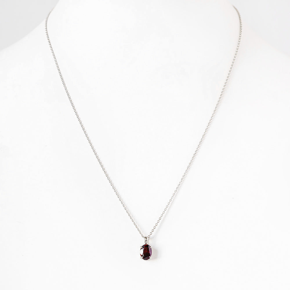 Luna, Oval cut Garnet Pendant - 8x6mm