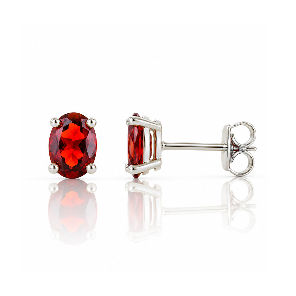 Luna, Oval cut Garnet Stud Earrings - 7x5mm - Victoria's Jewellery