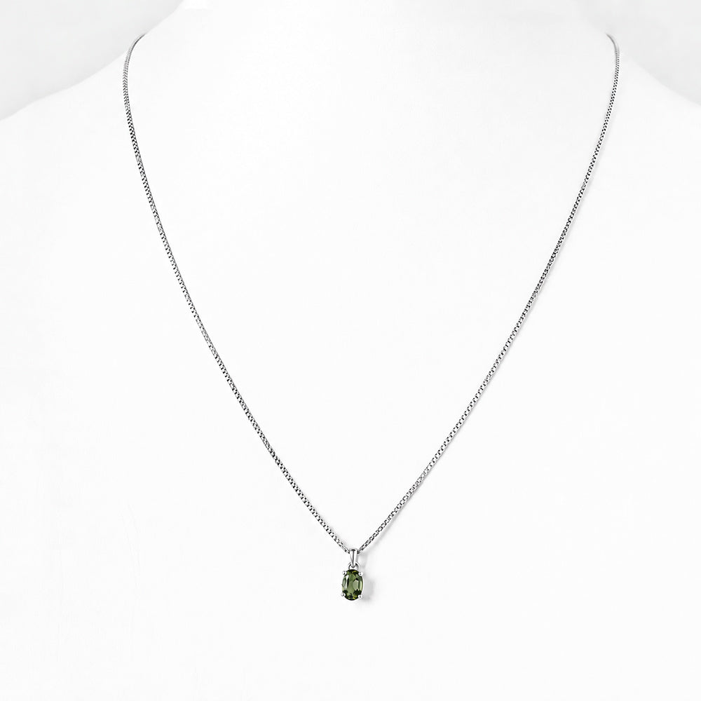 Luna, Oval cut Green Tourmaline Pendant - 7x5mm