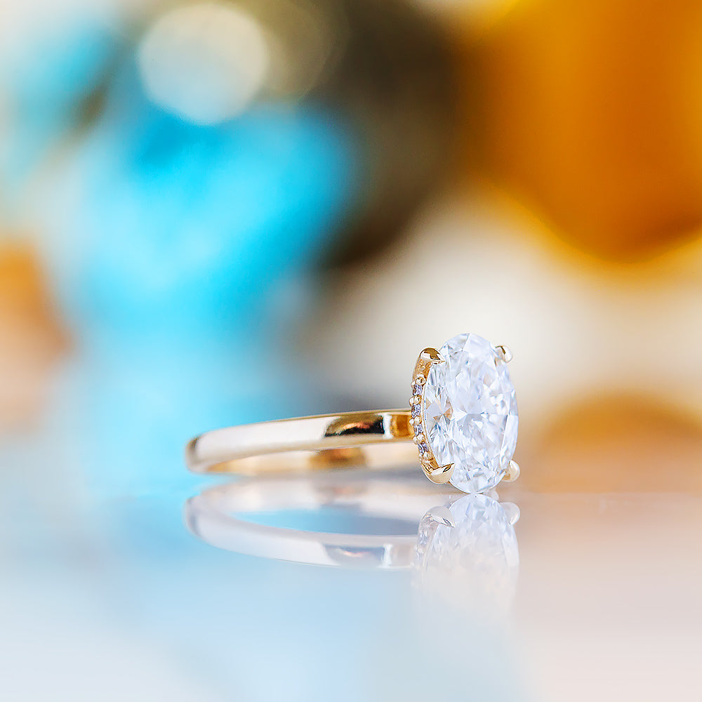 Selene, Hidden Halo Oval cut Lab Diamond Ring - 1.5ct