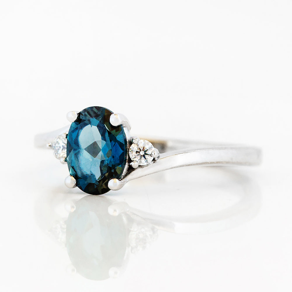 Georgie, a London Blue Topaz and Diamond Trilogy Ring