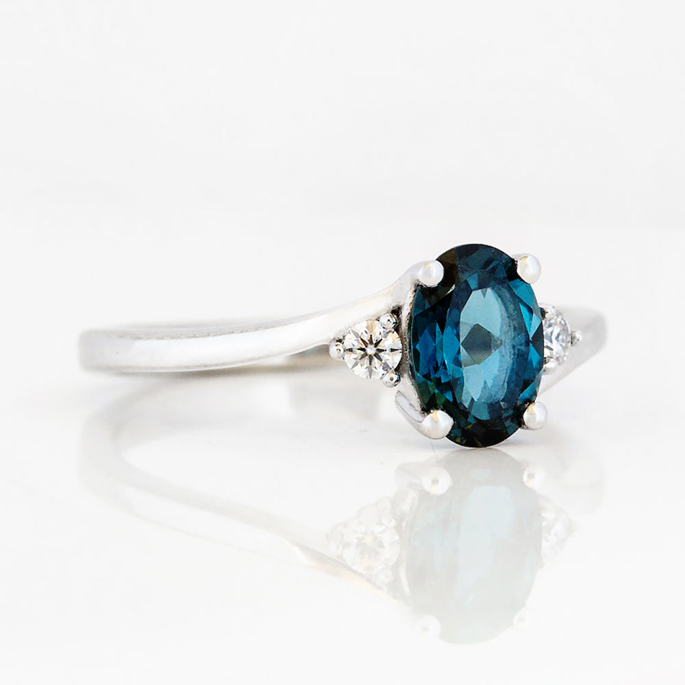 Georgie, a London Blue Topaz and Diamond Trilogy Ring