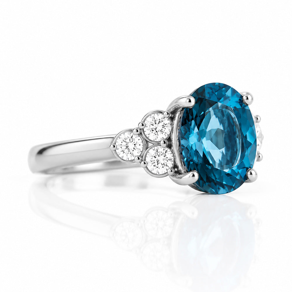 Camilla, a London Blue Topaz and Diamond Ring - Victoria's Jewellery