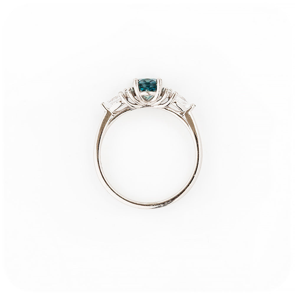London Blue Topaz and Moissanite Engagement Ring - Victoria's Jewellery