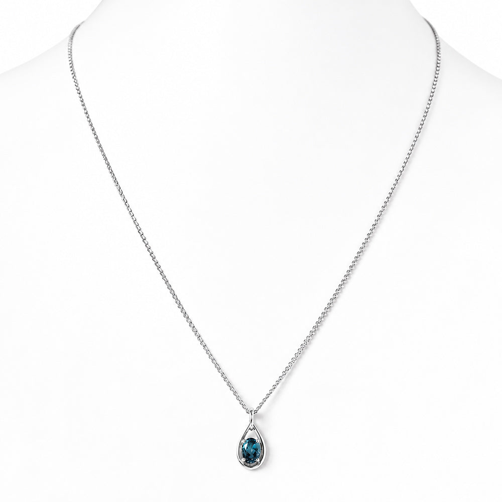Infinity, London Blue Topaz Pendant - 7x5mm - Victoria's Jewellery
