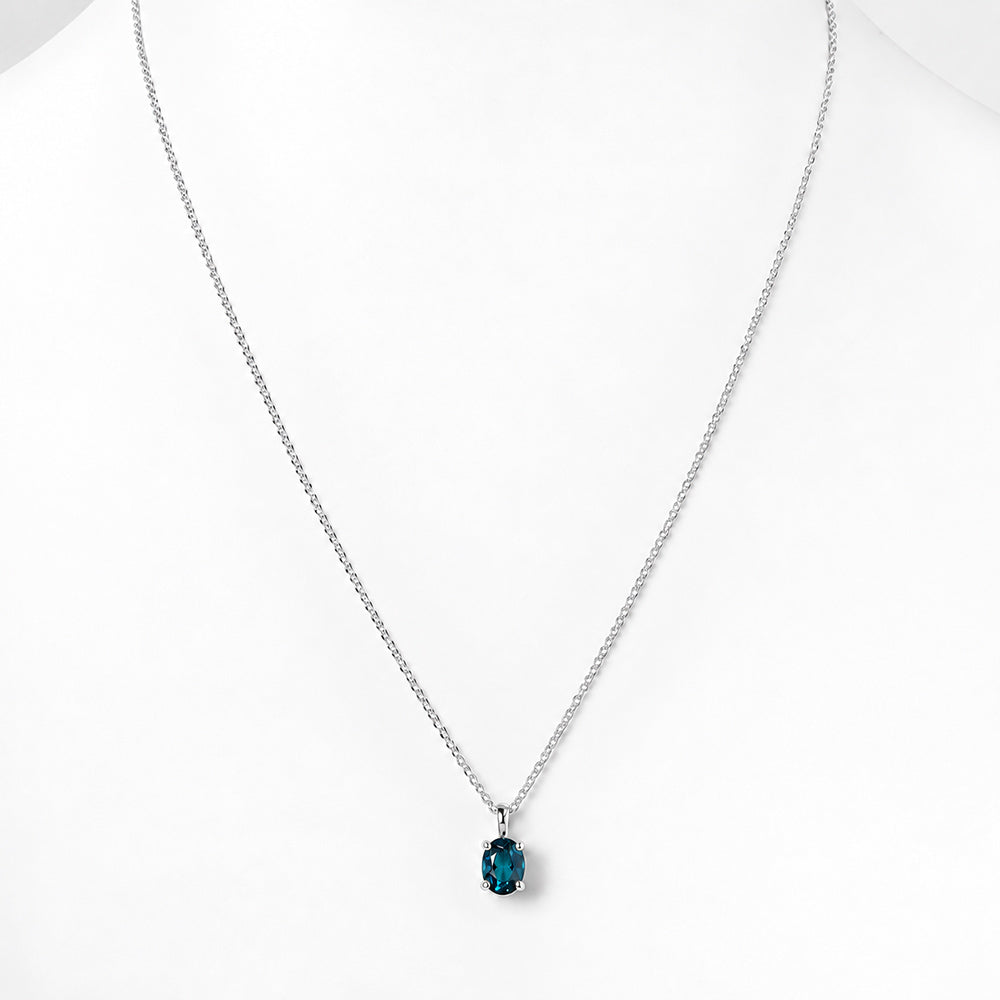 Luna, Oval cut London Blue Topaz Pendant - 8x6mm