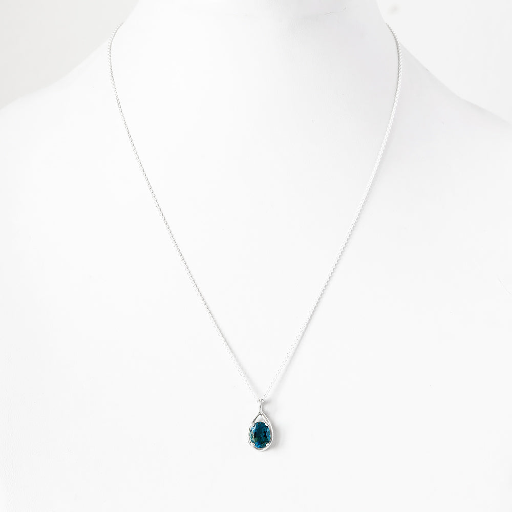 The Infinity Pendant with London Blue Topaz - 9x7mm