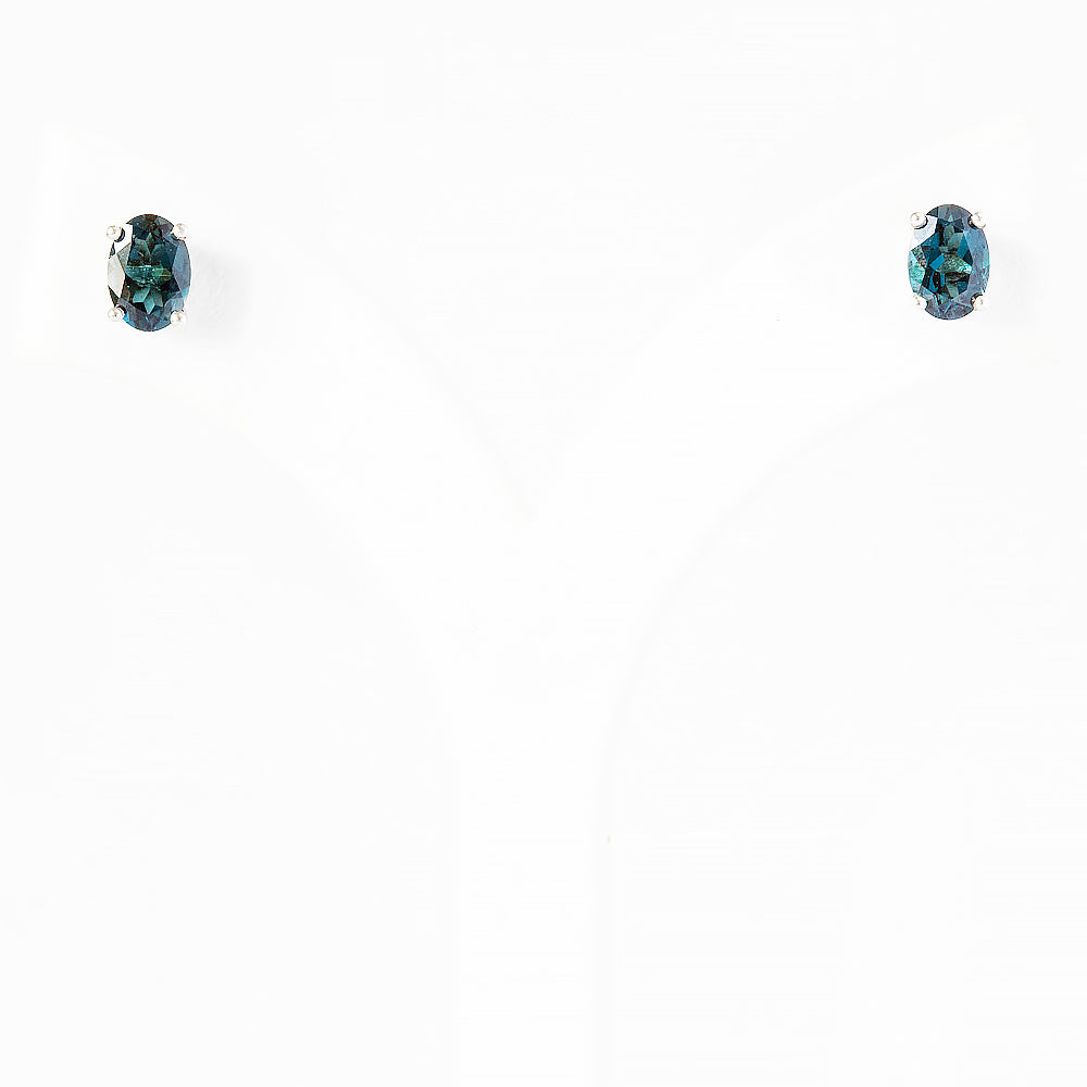 Luna, Oval cut London Blue Topaz Stud Earring - 7x5mm