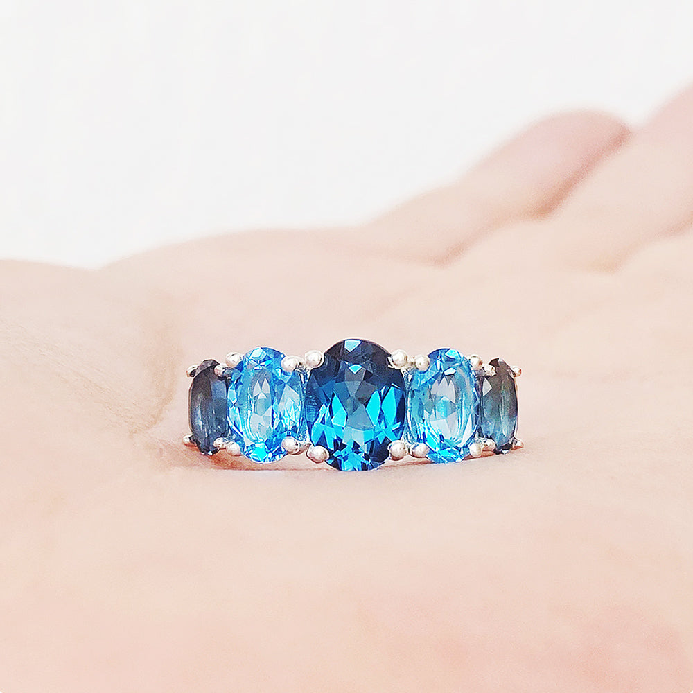 The London and Swiss Blue Topaz Queen Ring - Victoria's Jewellery