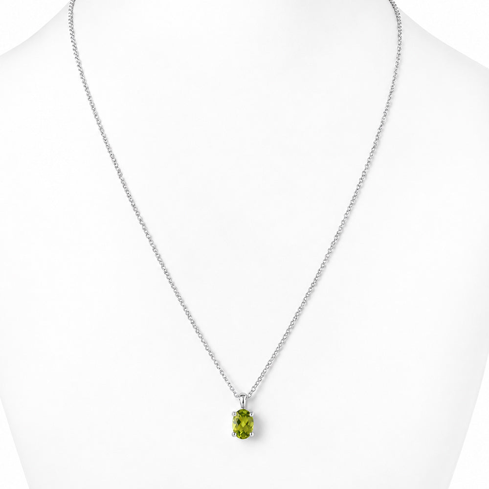 Luna, Oval cut Peridot Pendant - 8x6mm