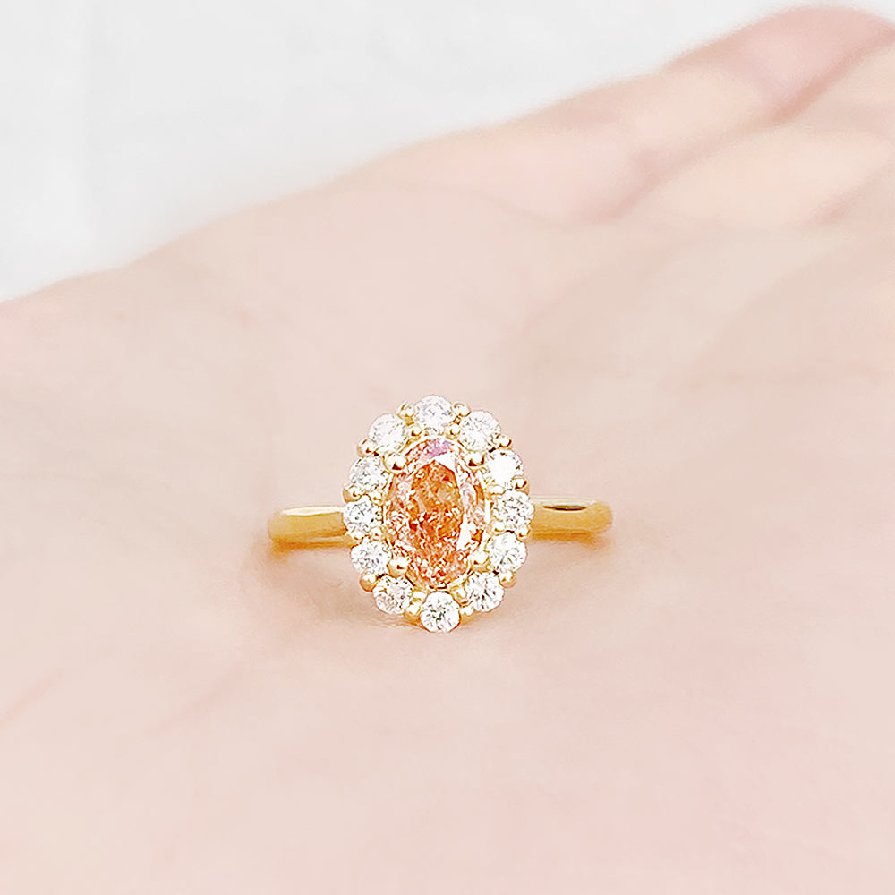 Zandi, Pink Lab Diamond Halo RIng