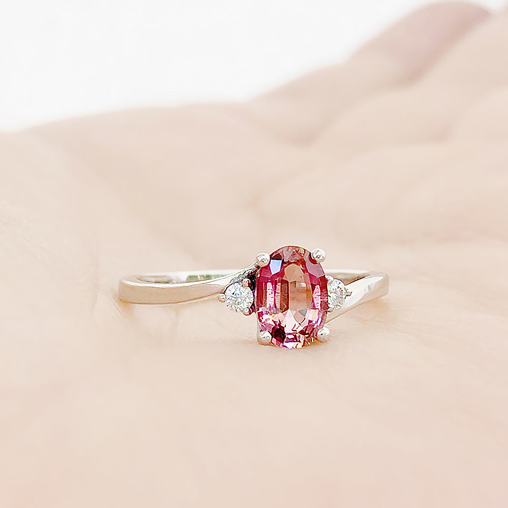 Georgie, a Pink Tourmaline and Diamond Trilogy Ring