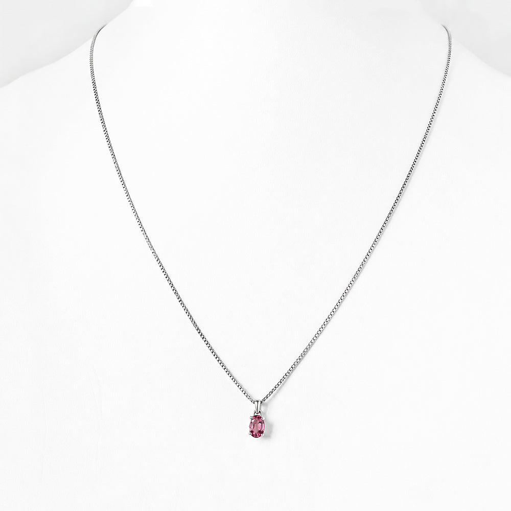 Luna, Oval cut Pink Tourmaline Pendant - 7x5mm