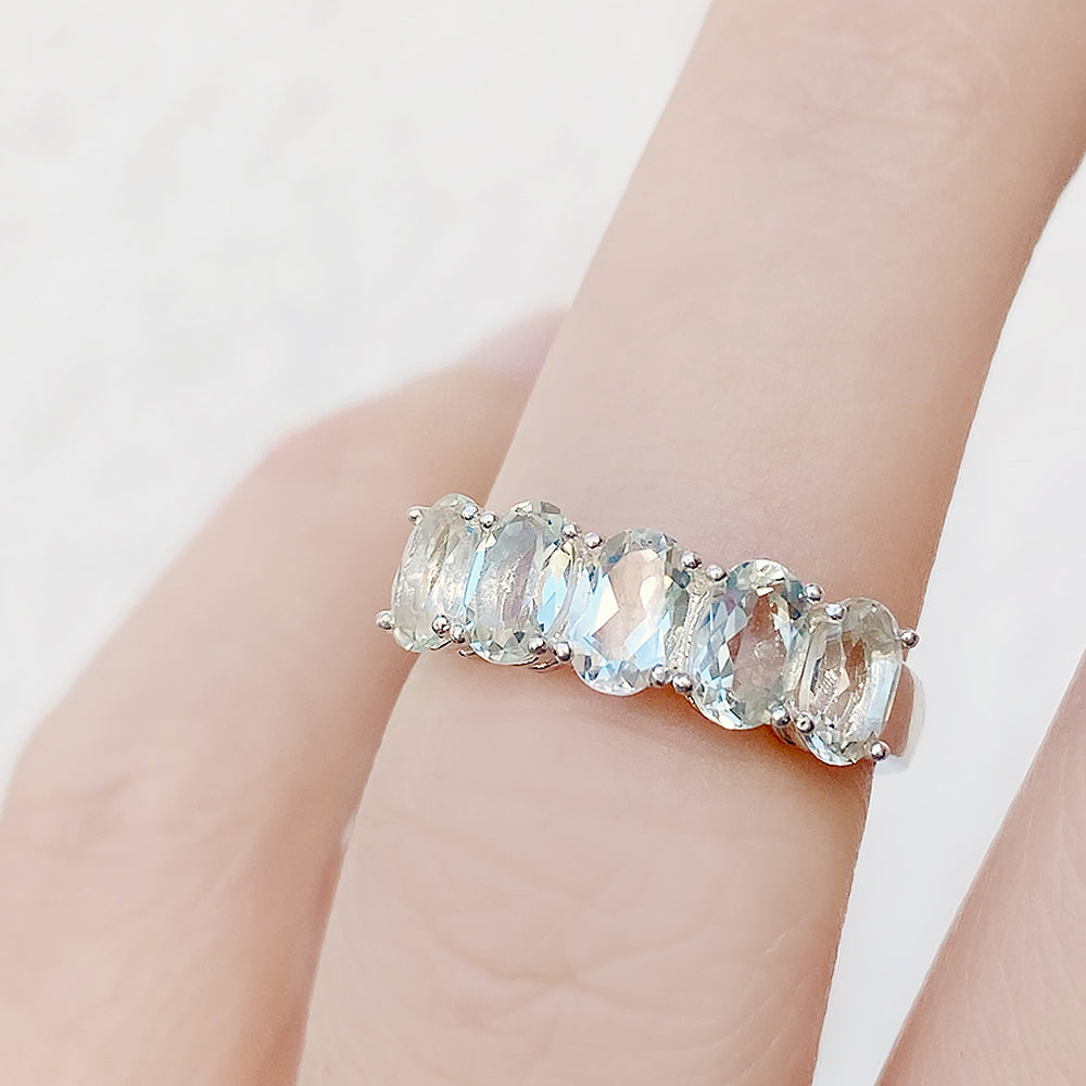 Arabella, a Prasiolite Oval cut Half Eternity Ring